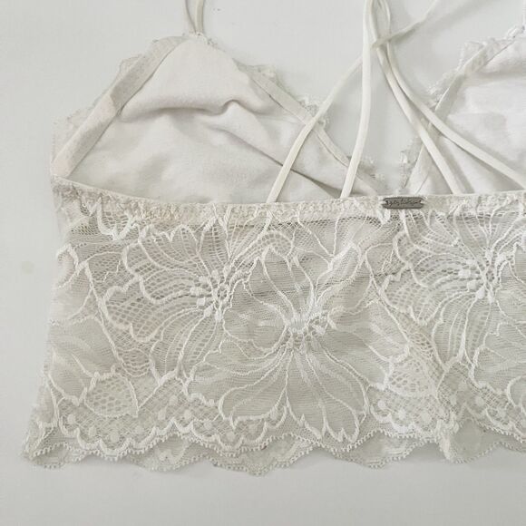 Gilly Hicks Laced Bralette Size S Top Double Straps Ivory Romantic Cute Sexy - Picture 8 of 10